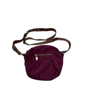 BAGGALLINI Berry Nylon Faux Leather Strap Top Double Zippers Crossbody Bag
